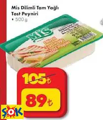 MİS DİLİMLİ TAM YAĞLI TOST PEYNİRİ 500 G